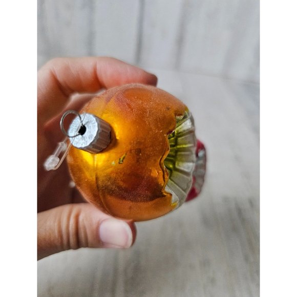 Radko shiny Brite double reflector vintage striped orange red ornament Xmas tree - Picture 6 of 8